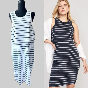 NWT Old Navy  Maternity Striped Sleeveless Rib-Knit Nursing Dress